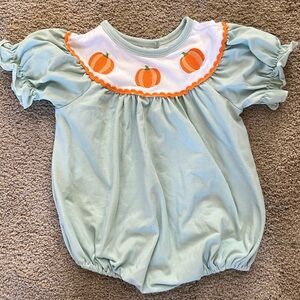 Pumpkin embroidered bubble onesie. Size 12-18 months. Worn once!